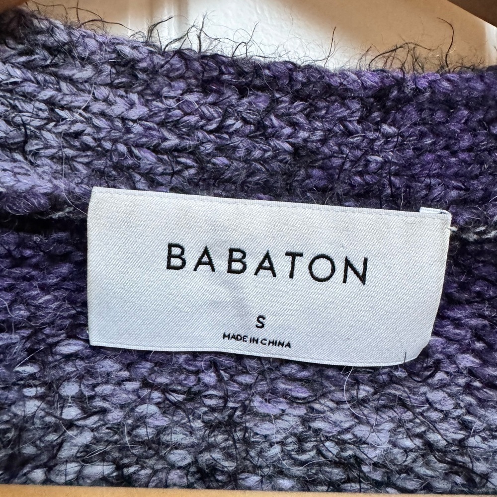Babaton Donaldson Purple Açai Alpaca Wool Blend Oversized Fluffy Cardigan Size S - Picture 2 of 6